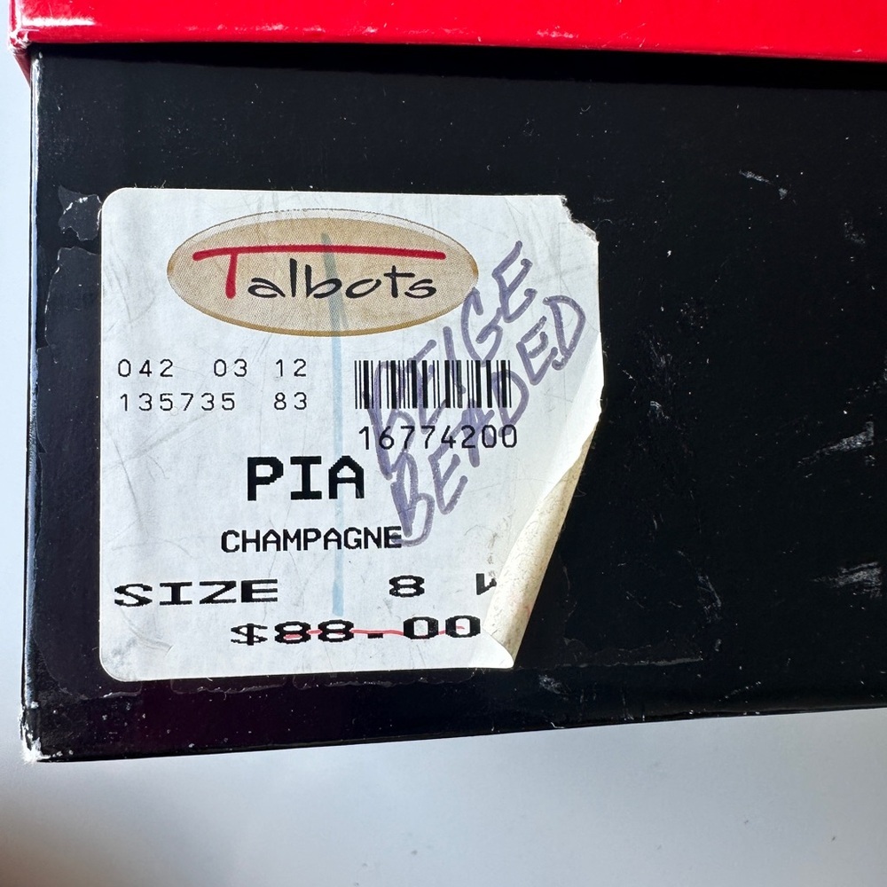 NEW Vintage Talbots Champagne Pia Beaded Leather Vero Cucio Flats Women’s 8 Box - Picture 8 of 9